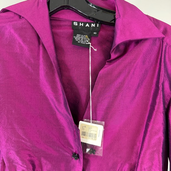 SHANI Stand Collar Silk Shantung Blouse Size 10 NWT - Picture 3 of 10